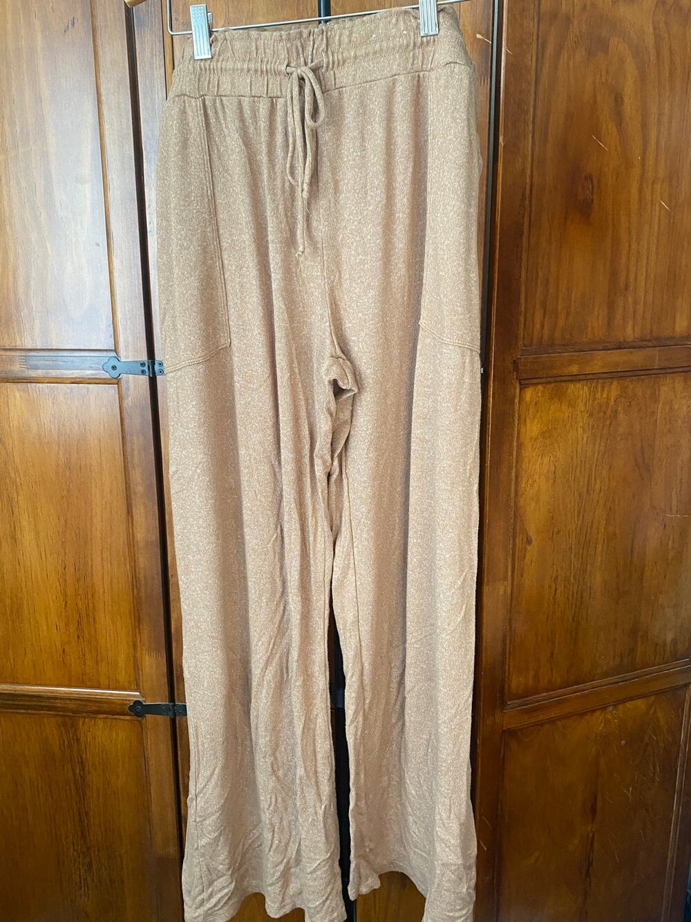 Stars Above Perfectly Cozy Wide Leg Lounge Pants XXL Tan Brown Drawstring Soft